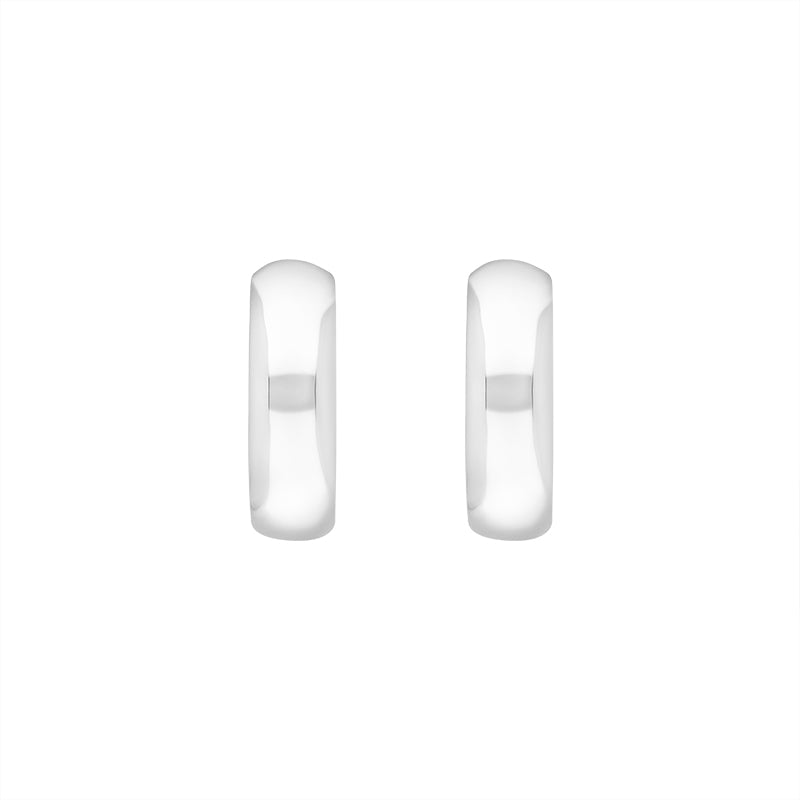 Sterling Silver 16mm Round Domed Hoop Earrings - Silver