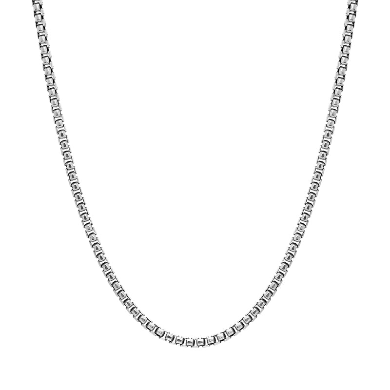 Sterling Silver 18 Inch Oxidised Box Chain - Silver