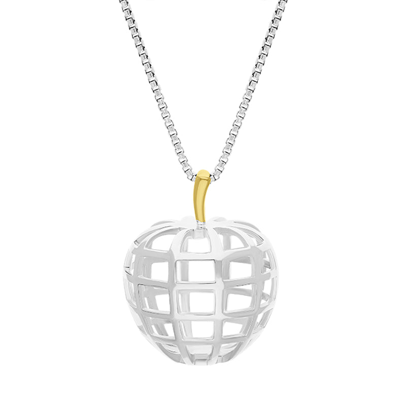 Sterling Silver 18ct Yellow Gold Plated Chatsworth Garden Apple Large Pendant D - Silver