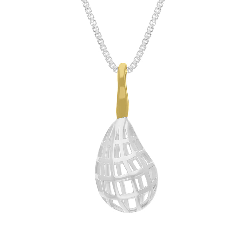 Sterling Silver 18ct Yellow Gold Plated Chatsworth Garden Pear Small Pendant - Silver
