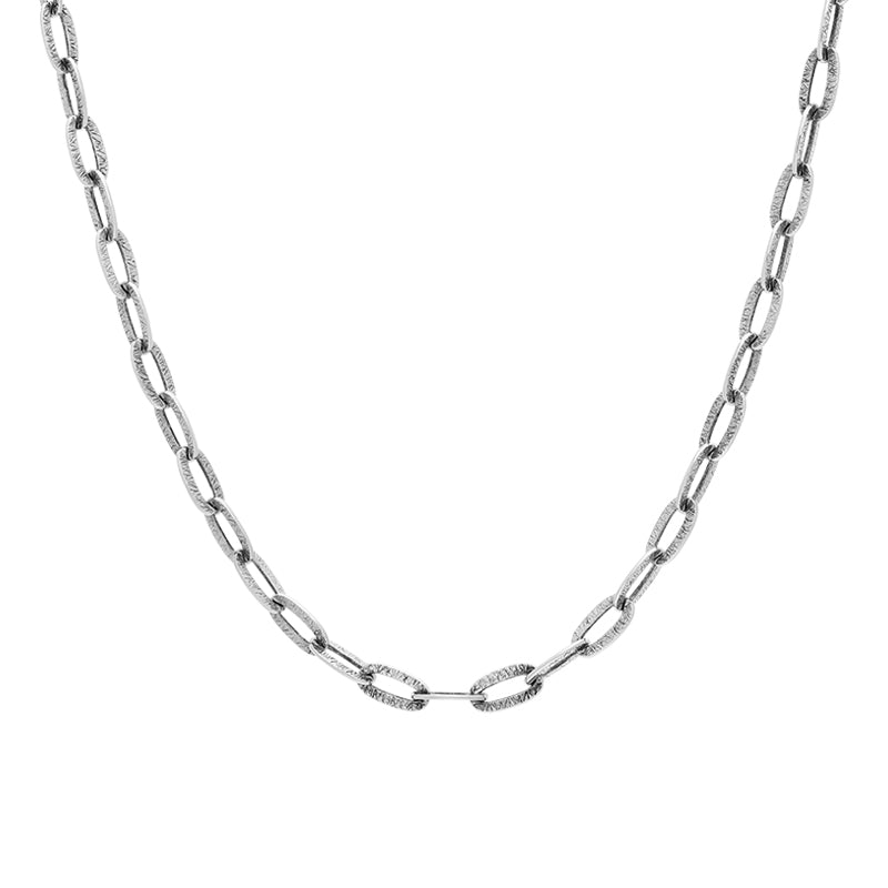 Sterling Silver 20 Inch Satinised Paper Link Chain With Extender - Option1 Value Silver