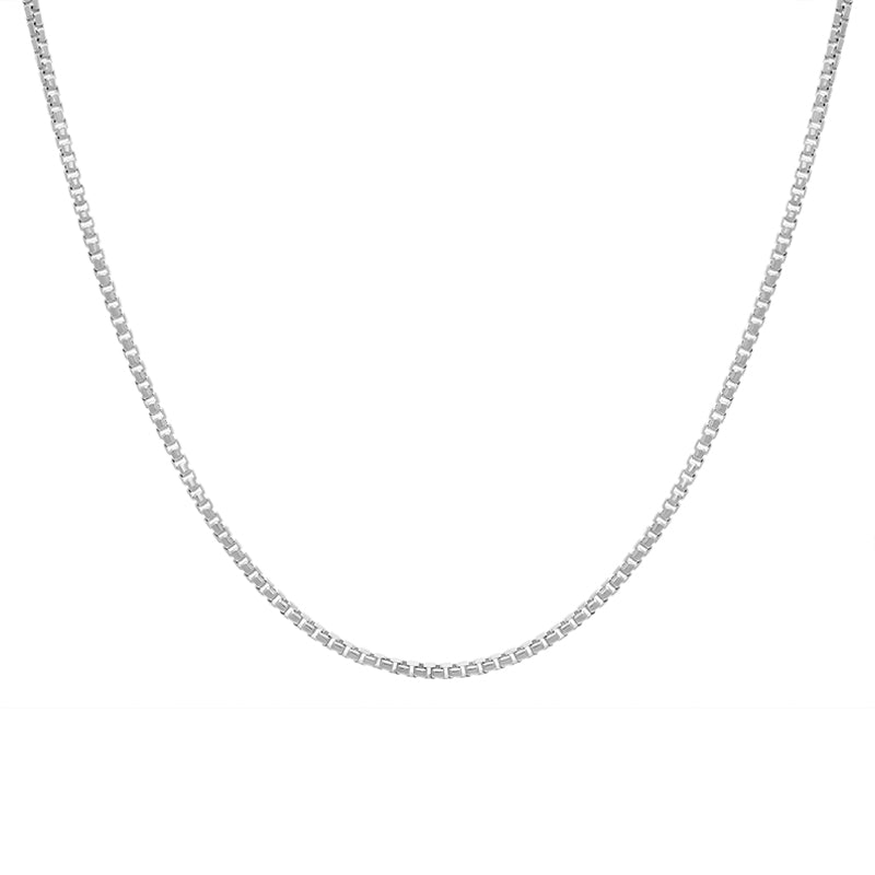 Sterling Silver 24 Inch Rounded Box Chain - Silver