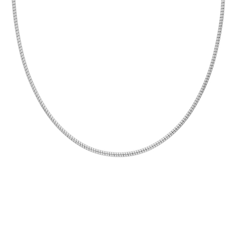 Sterling Silver 42cm Round Flexible Collar Chain - Silver