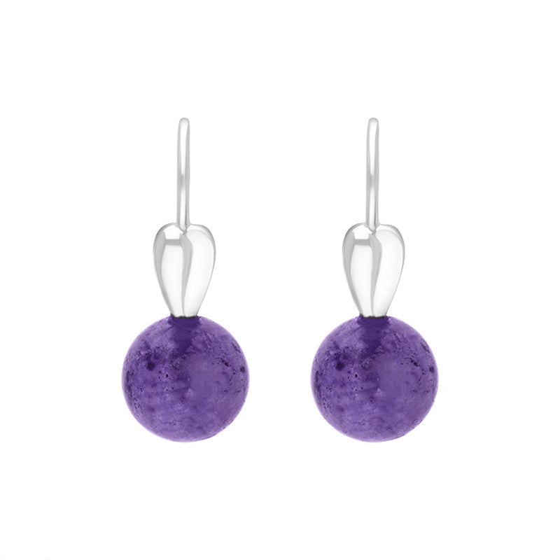 Sterling Silver Blue John Bead Hook Earrings - Silver