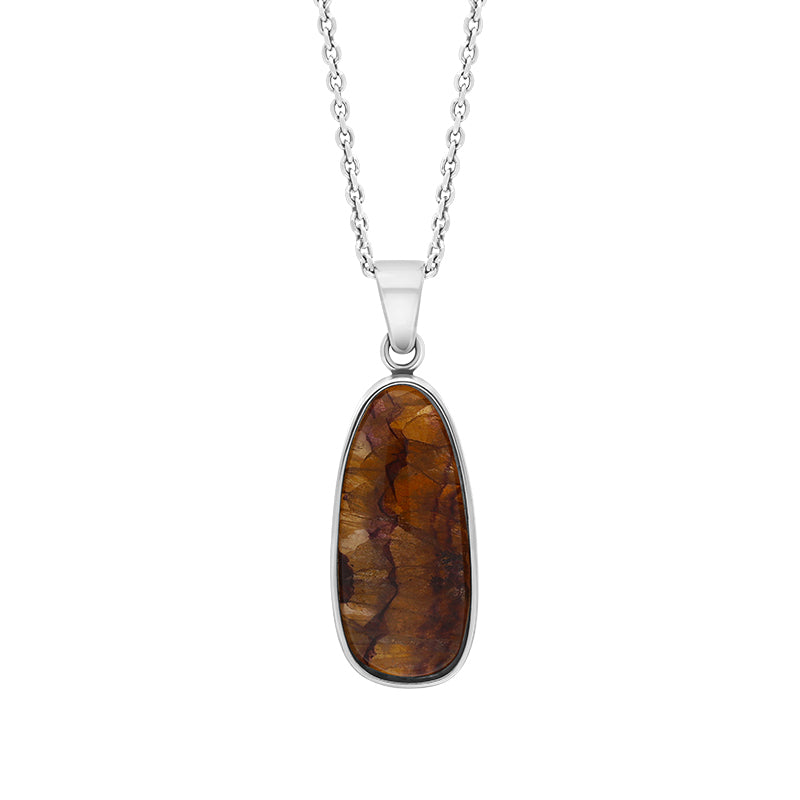 Sterling Silver Blue John Mother of Pearl Pendant Necklace D - Silver