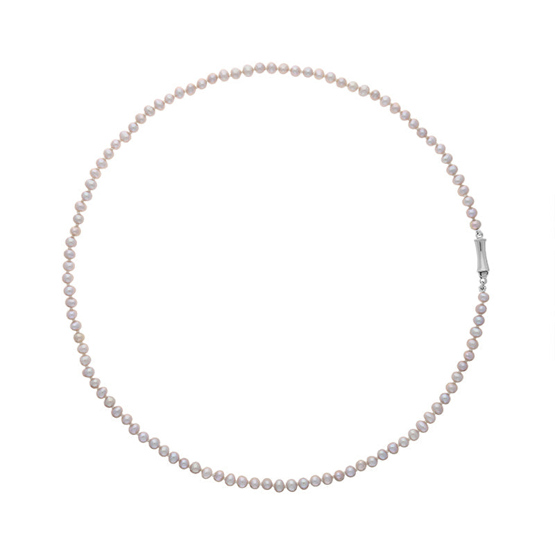 Sterling Silver Freshwater Pearl Necklace D - Silver