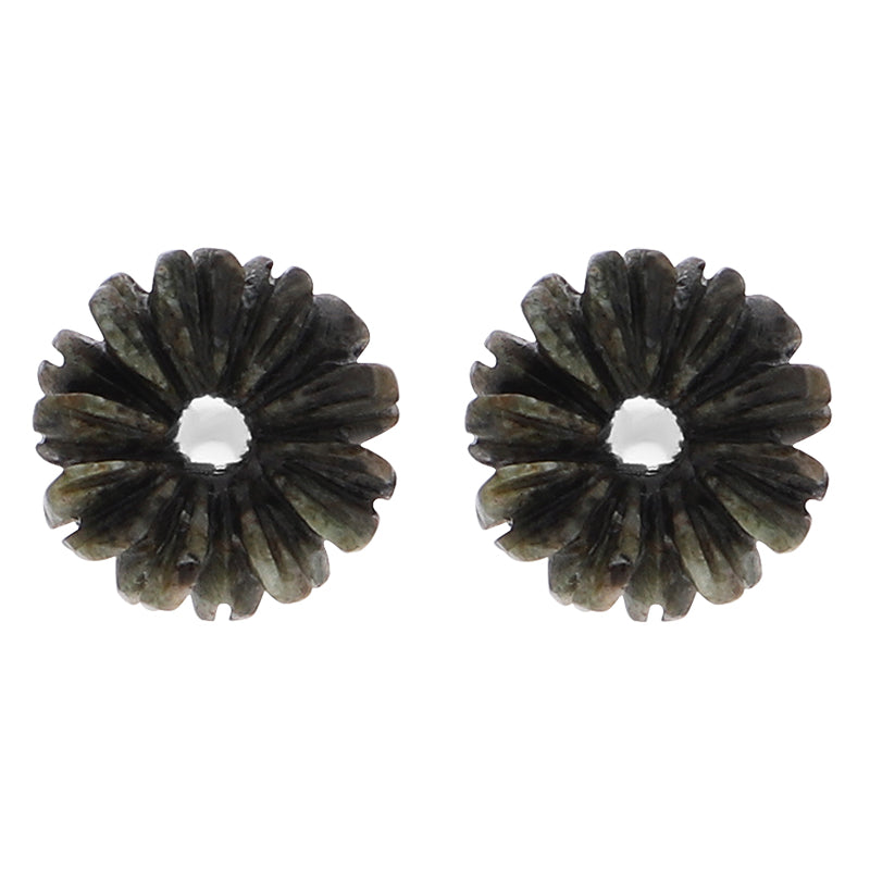 Sterling Silver Preseli Blue Stone Tuberose Daisy 8mm Stud Earrings - Silver