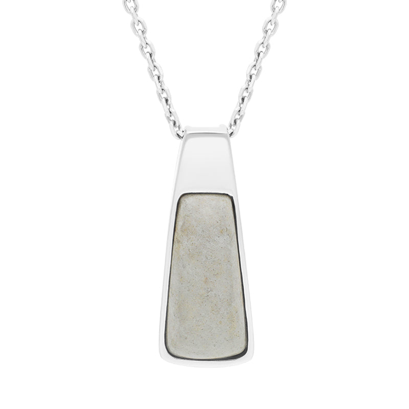 Sterling Silver Sarson Narrow Trapezium Necklace - Silver