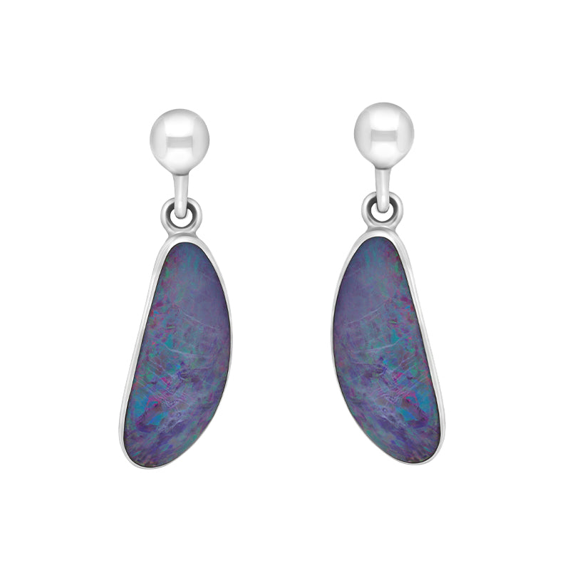 Sterling Silver Abstract Opal Doublet Drop Earrings D