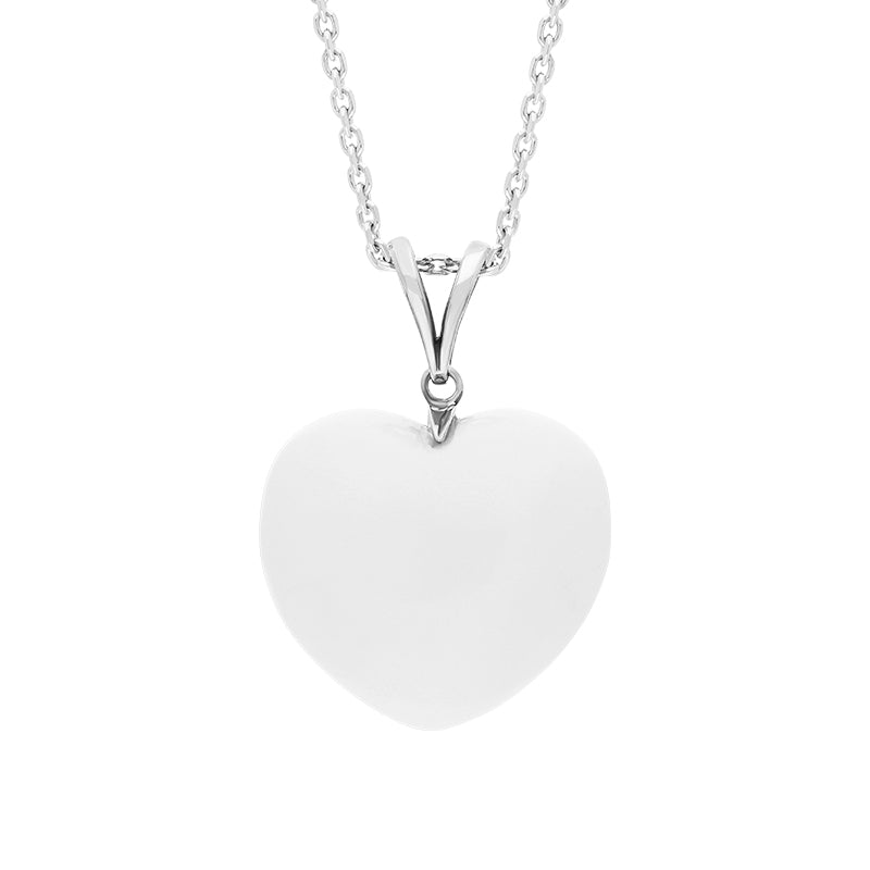 Sterling Silver Bauxite Extra Large Carved Heart Split Bail Necklace - Silver