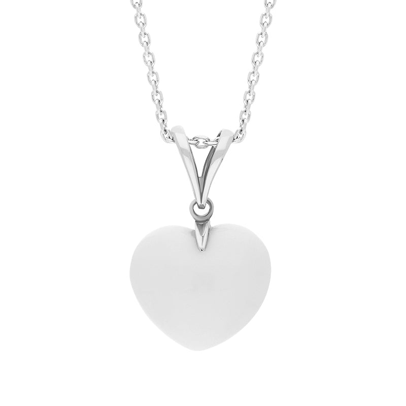Sterling Silver Bauxite Medium Carved Heart Split Bail Necklace - Silver