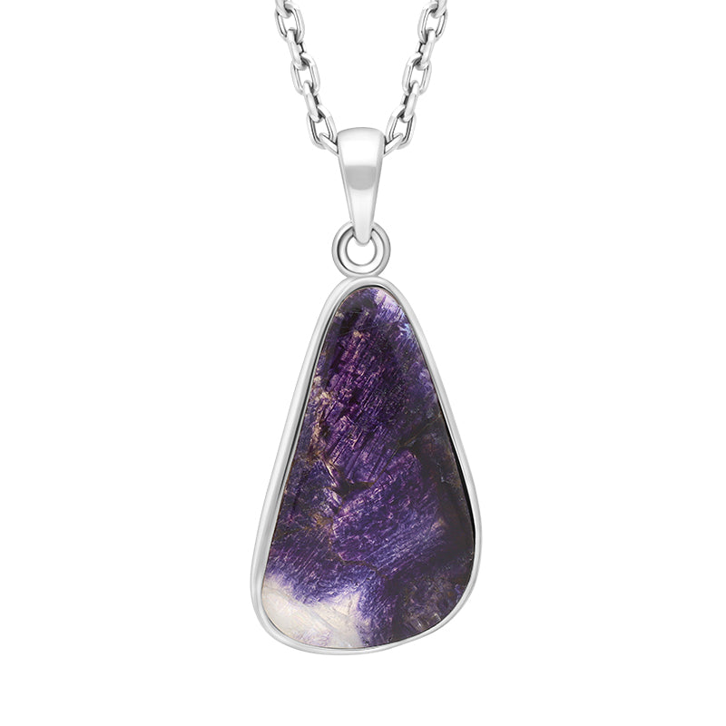 Sterling Silver Blue John Abstract Oval Necklace D