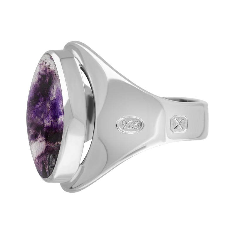 Sterling Silver Blue John Hallmark Small Oval Ring - Silver