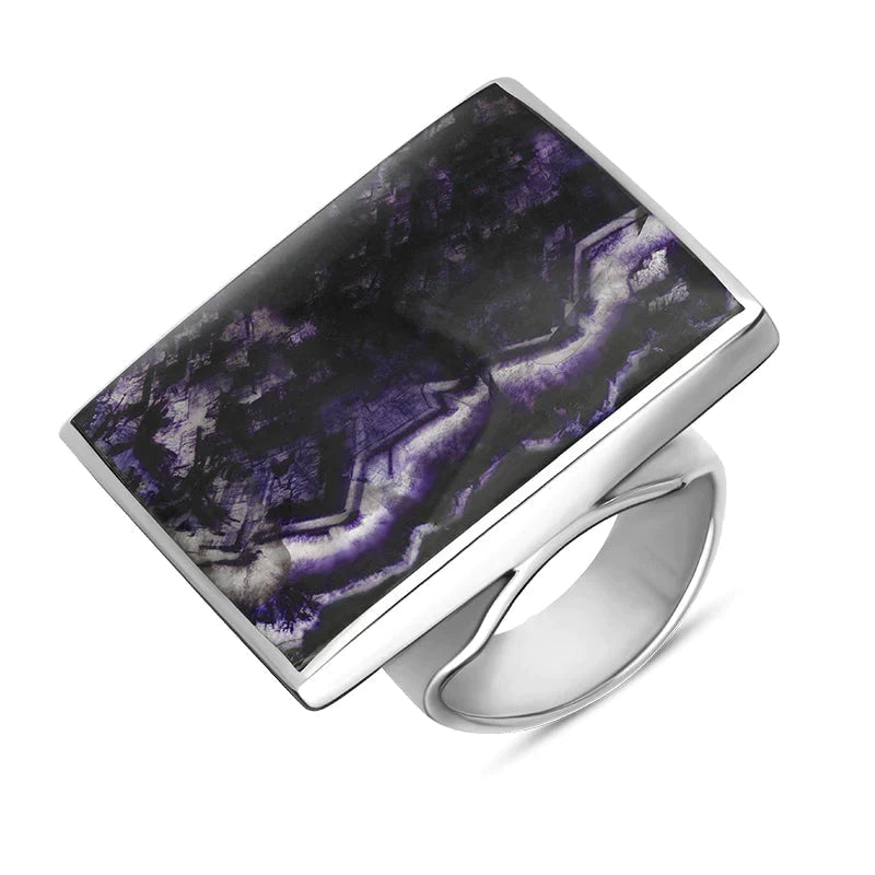 Sterling Silver Blue John Queen's Jubilee Hallmark Large Square Ring D - O