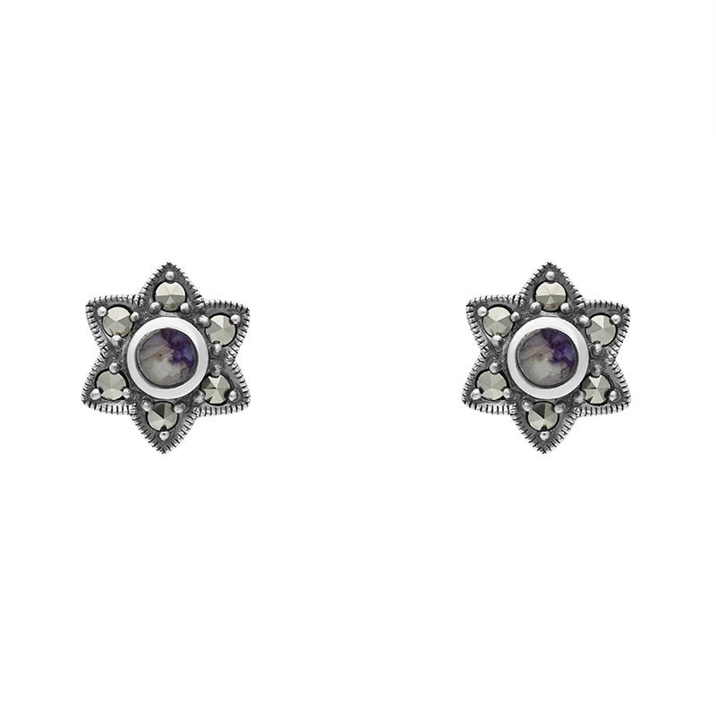 Sterling Silver Blue John Star Stud Earrings - Silver