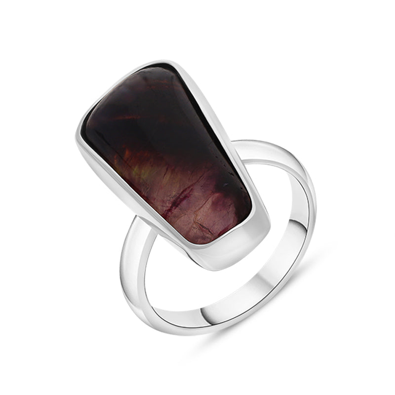 Sterling Silver Blue John Oblong Abstract Ring D - M