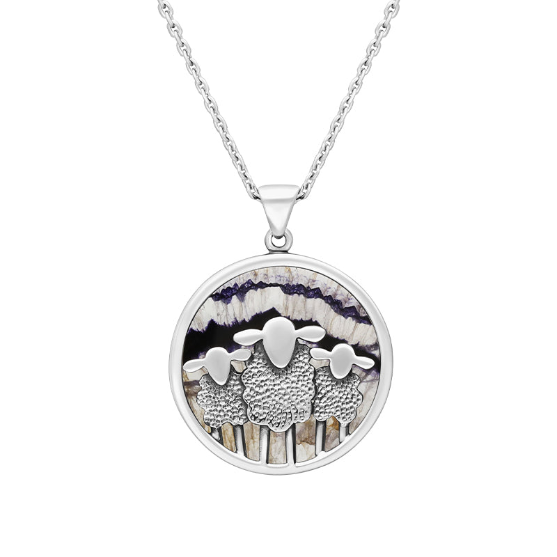 Sterling Silver Blue John Round Sheep Pendant