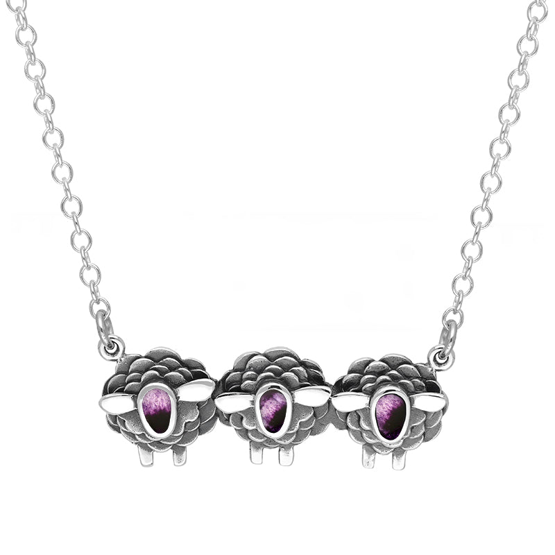 Sterling Silver Blue John Three Sheep Necklace - Silver