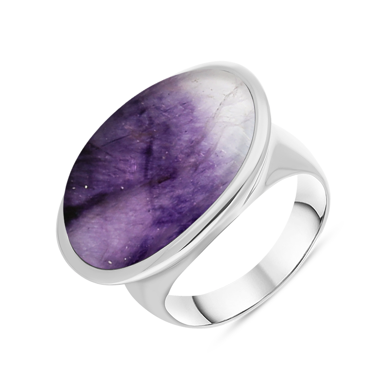 Sterling Silver Blue John Wide Oval Chunky Ring D