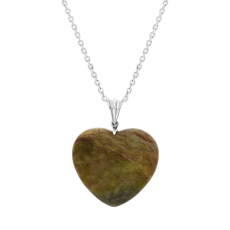 Sterling Silver Connemara Fluted Bail Extra Large Carved Heart Necklace D - Silver