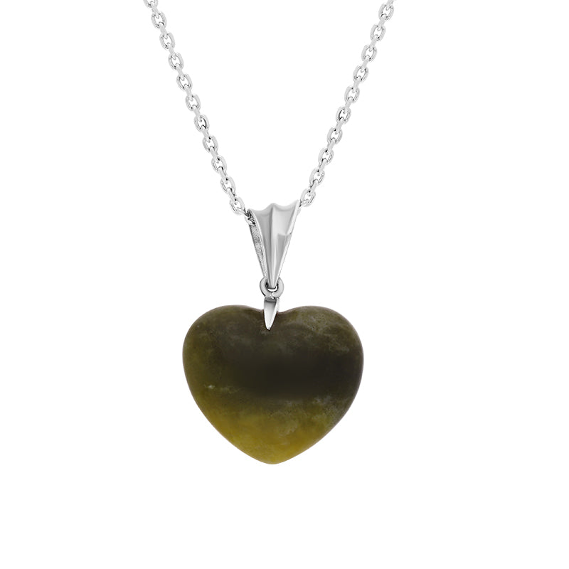 Sterling Silver Connemara Fluted Bail Medium Carved Heart Necklace D - Silver