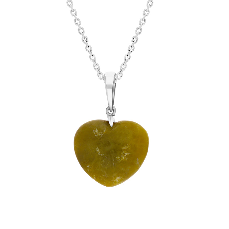 Sterling Silver Connemara Slim Bail Medium Carved Heart Necklace D - Silver