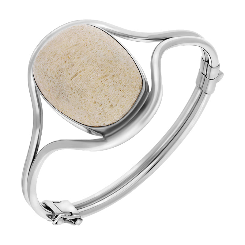 Sterling Silver Coquina Unique Style Hinged Bangle D