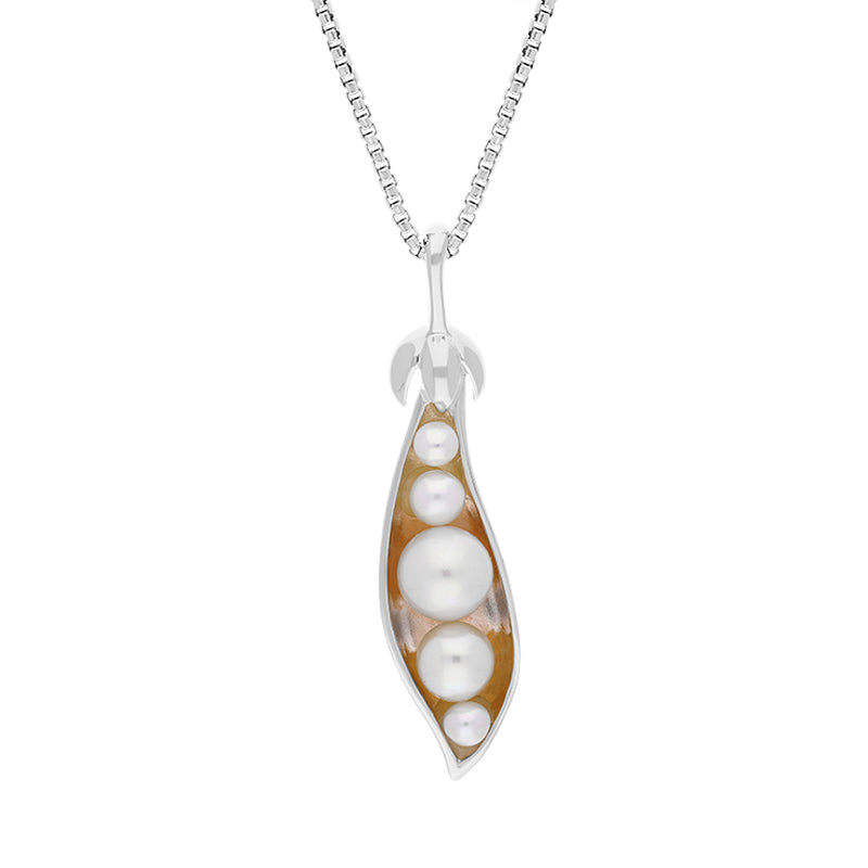 Sterling Silver Freshwater Pearl Chatsworth Garden Peapod Pendant - Silver