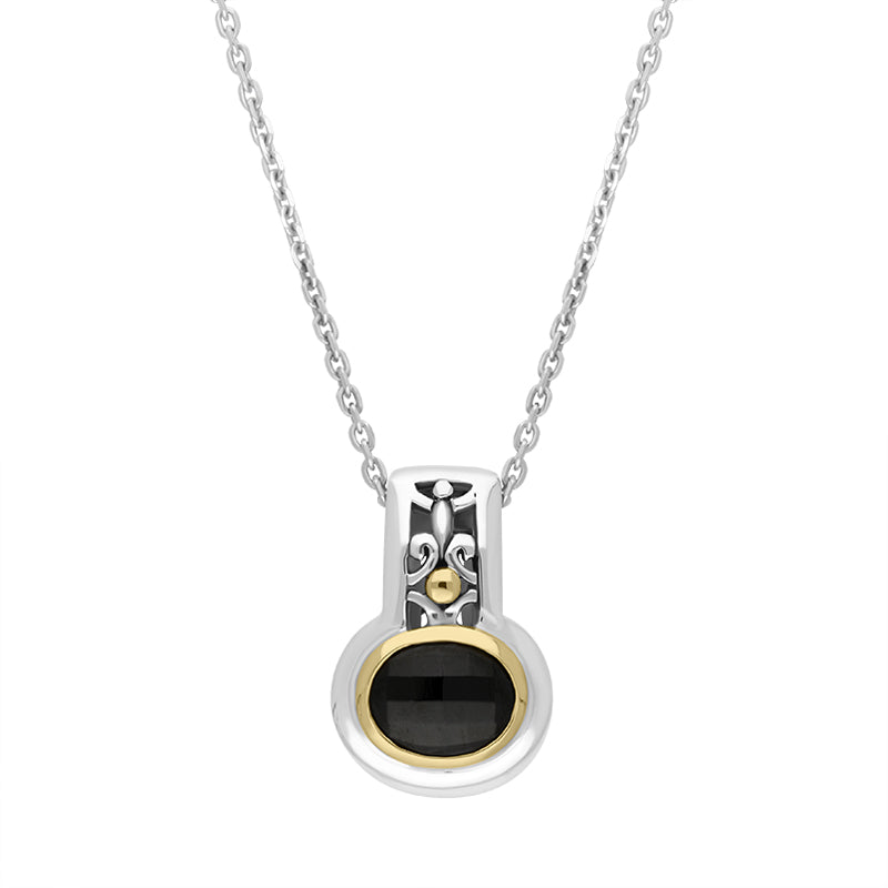 Sterling Silver Whitby Jet Faceted Necklace D - Silver