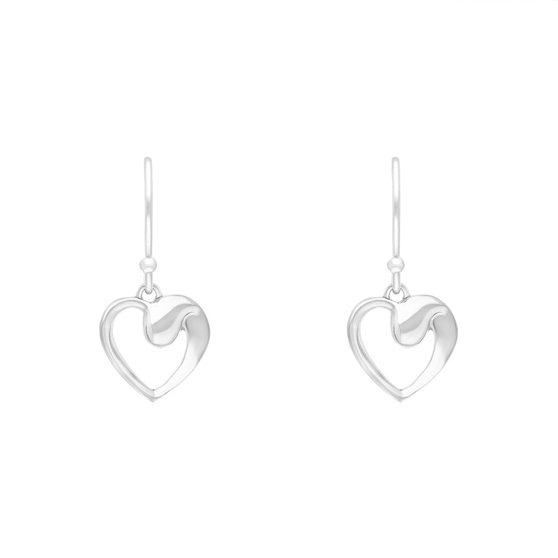 Sterling Silver Heart Drop Earrings D - Silver