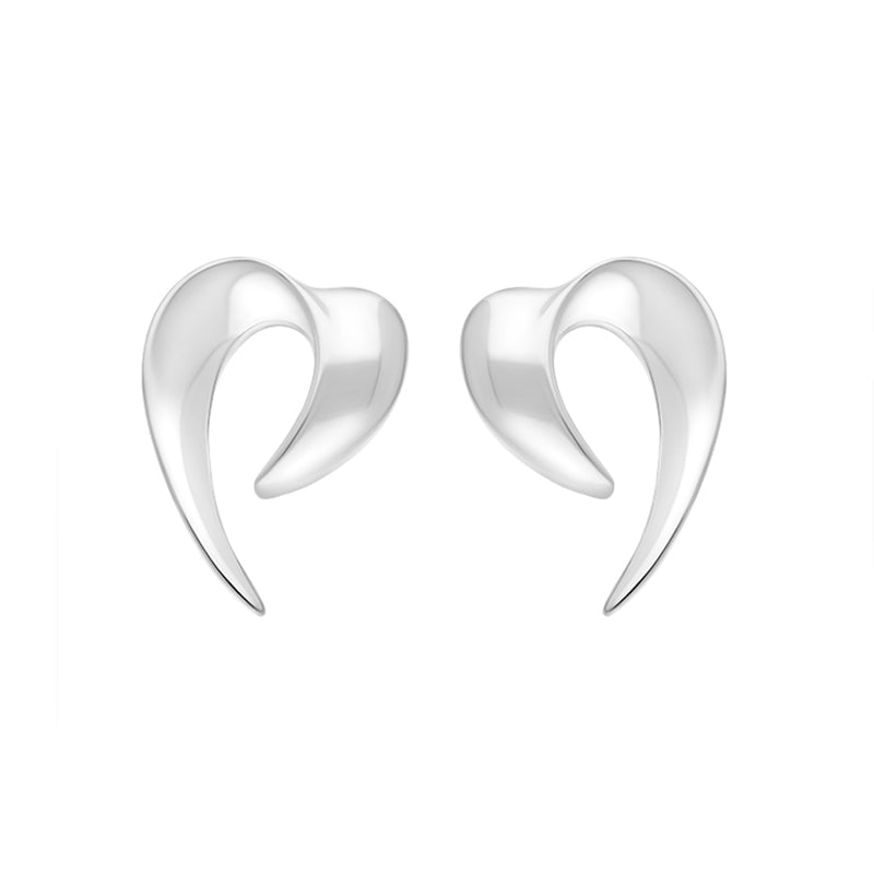 Sterling Silver Heart Spike Earrings D - Silver