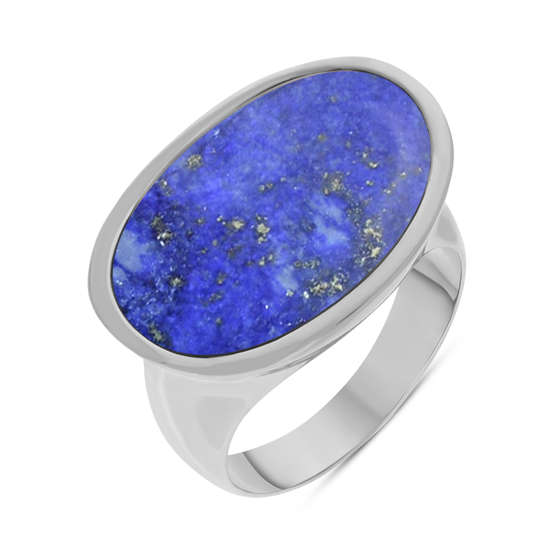 Sterling Silver Lapis Lazuli Oval Statement Ring D - Option1 Value Silver