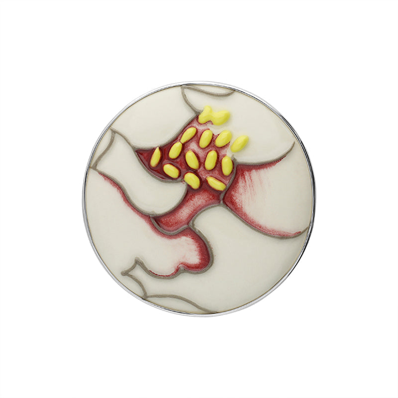 Sterling Silver Moorcroft Eyes For You Round Brooch - Silver