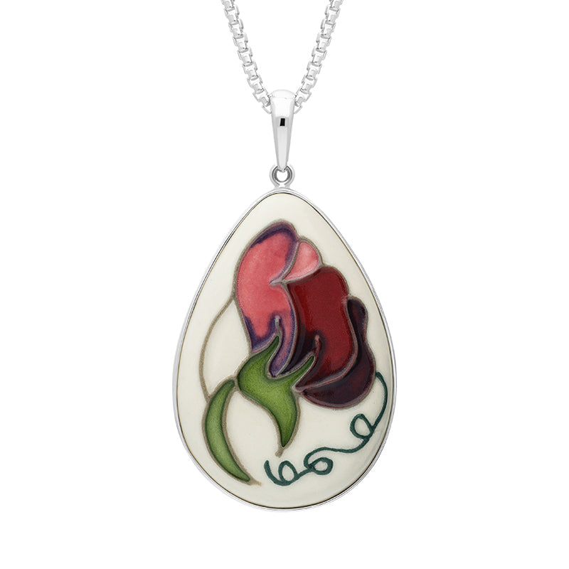 Sterling Silver Moorcroft Sweetness Wine Pear Shaped Pendant - Silver