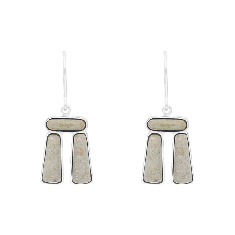 Sterling Silver Sarson 3 Stone Trilithon Earrings - Silver