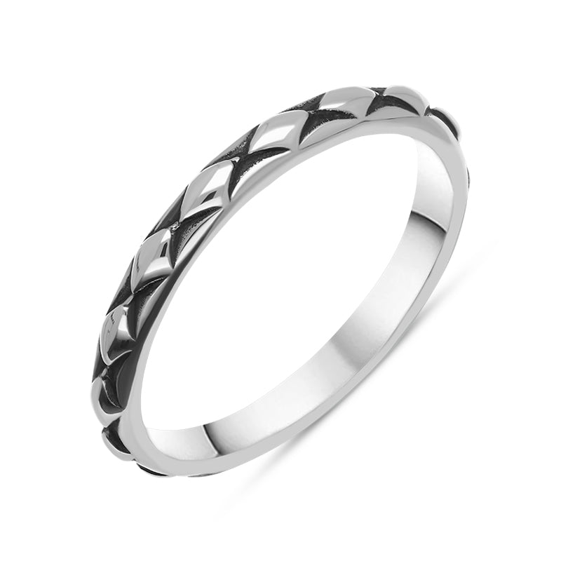 Sterling Silver Stepping Stones Patterned Stacking Ring