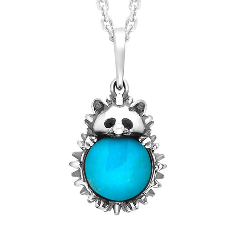 Sterling Silver Turquoise Large Hedgehog Necklace