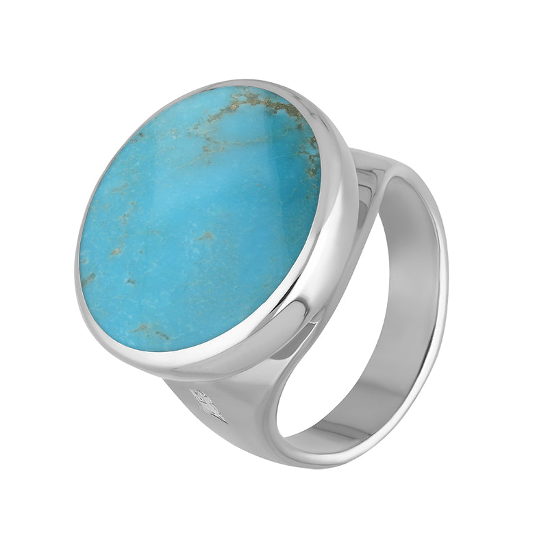 Sterling Silver Turquoise Hallmark Small Round Ring - Silver