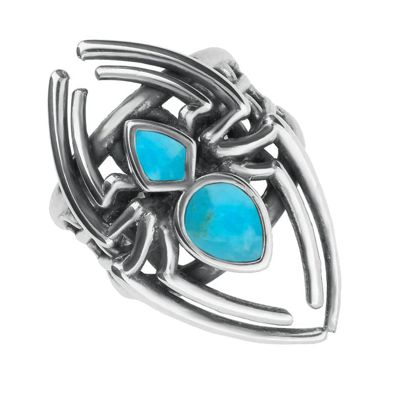 Sterling Silver Turquoise Small Spider Web Ring
