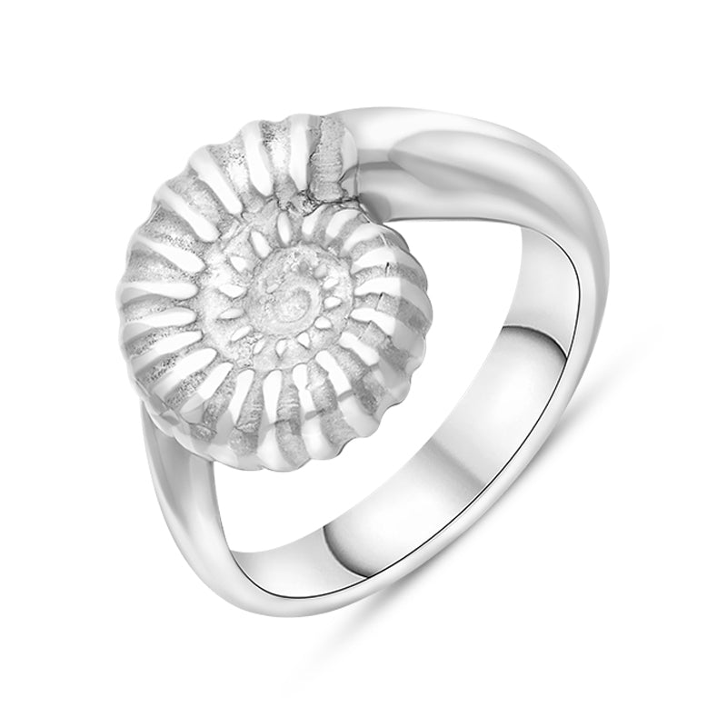 Sterling Silver Twisted Ammonite Ring - Silver
