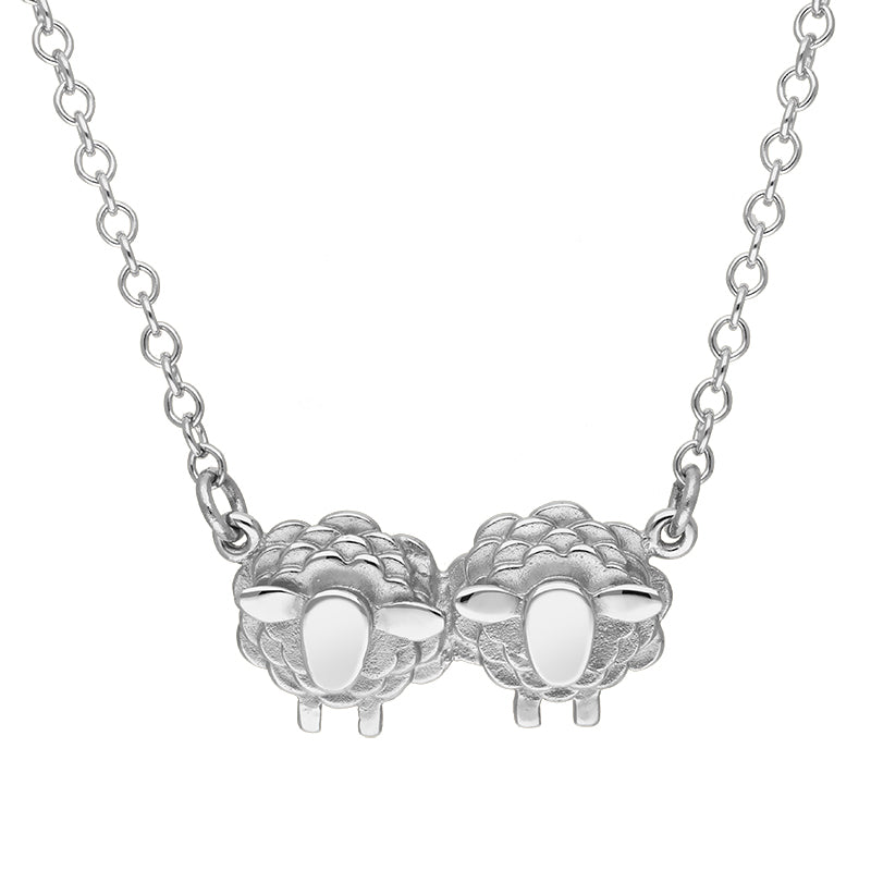 Sterling Silver Two Sheep Necklace - Silver