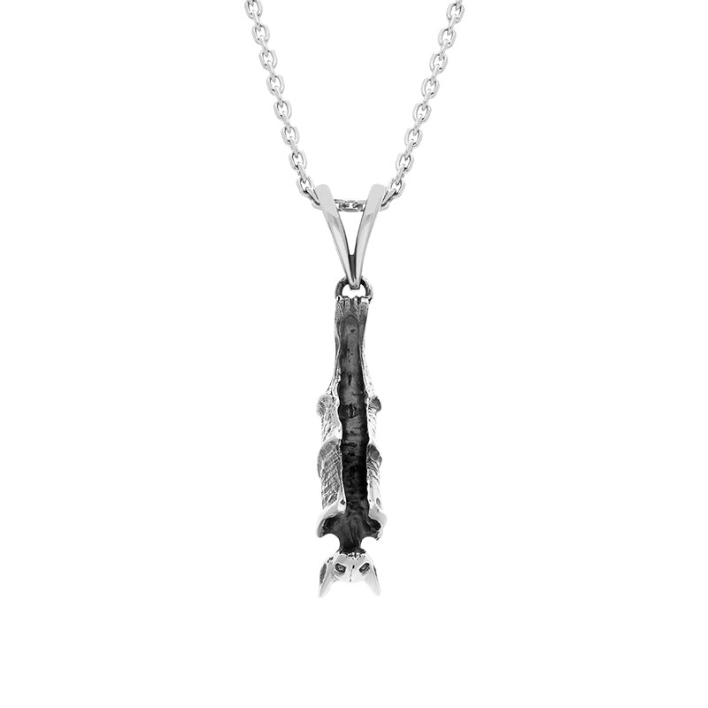 Sterling Silver Upside Down Hanging Bat Pendant - Silver