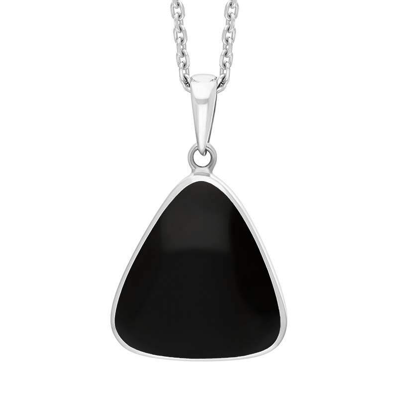 Sterling Silver Whitby Jet Triangle Necklace D