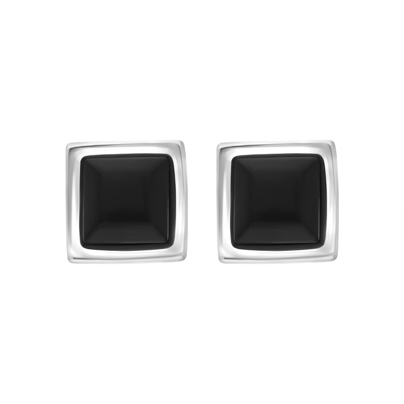 Sterling Silver Whitby Jet Concave Stud Earrings D