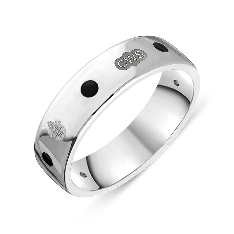 Sterling Silver Whitby Jet Queen's Jubilee Hallmark 6mm Ring D - M