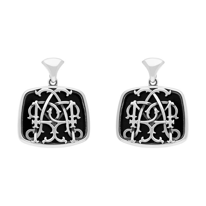 Sterling Silver Whitby Jet Mary Modena Drop Earrings - Silver