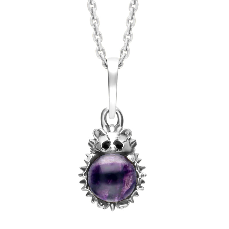Sterling Silver Blue John Tiny Hedgehog Necklace - Silver