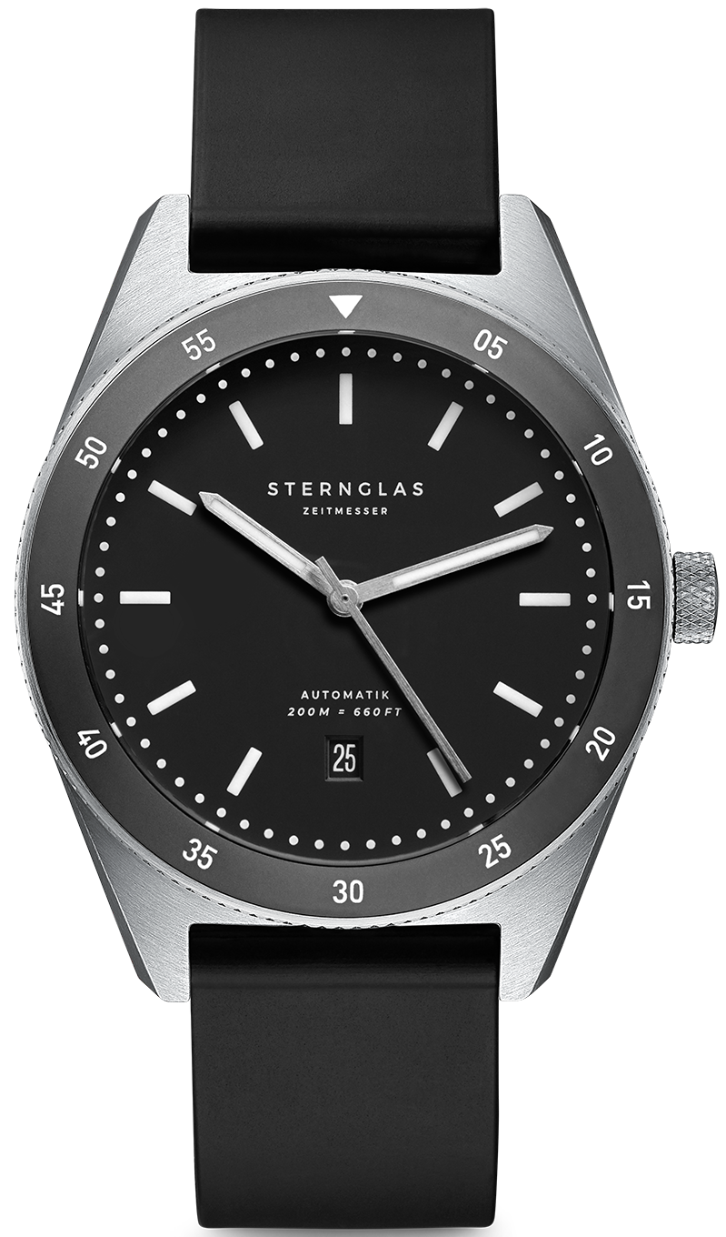 Sternglas Watch Marus Automatic Black Rubber - Black