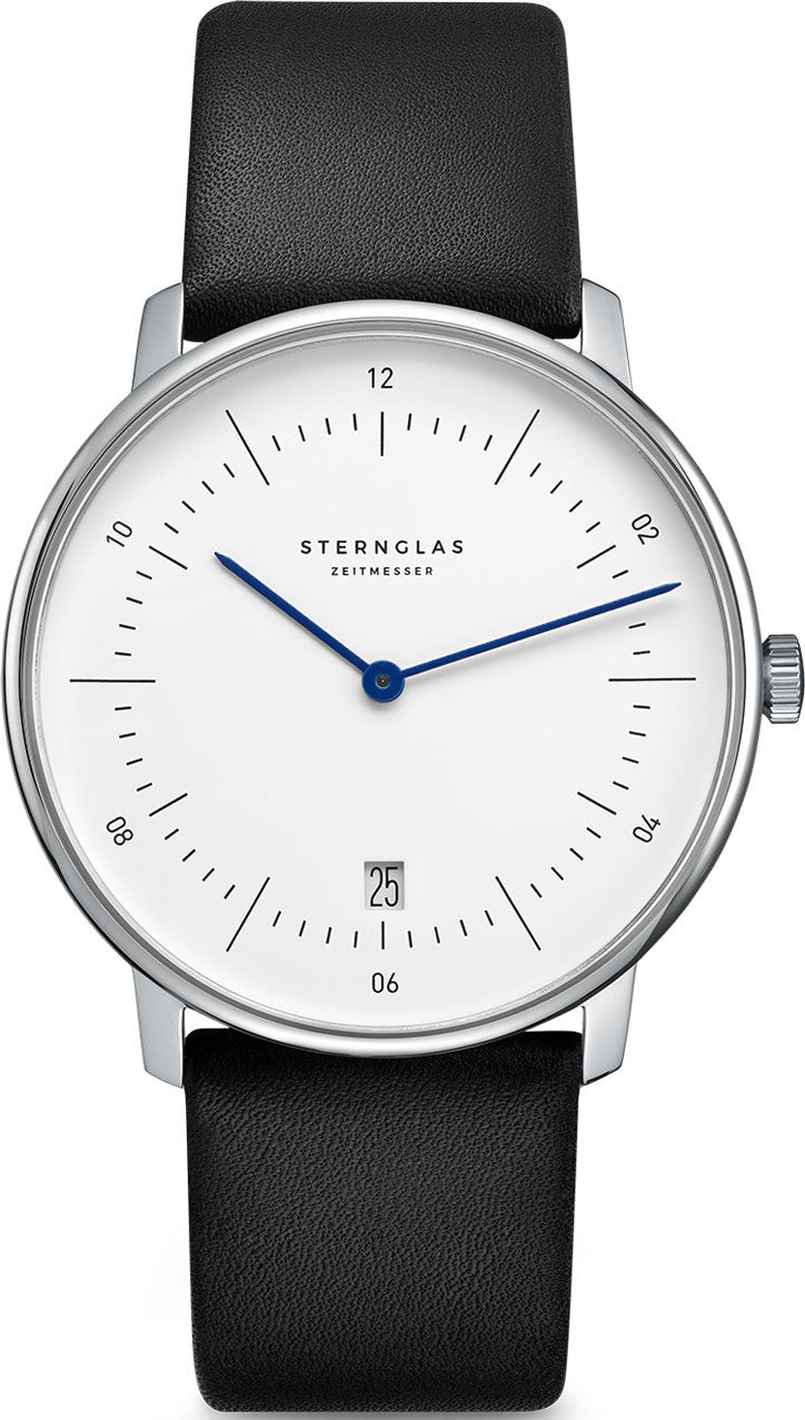 Sternglas Watch Naos Quartz Leather - White