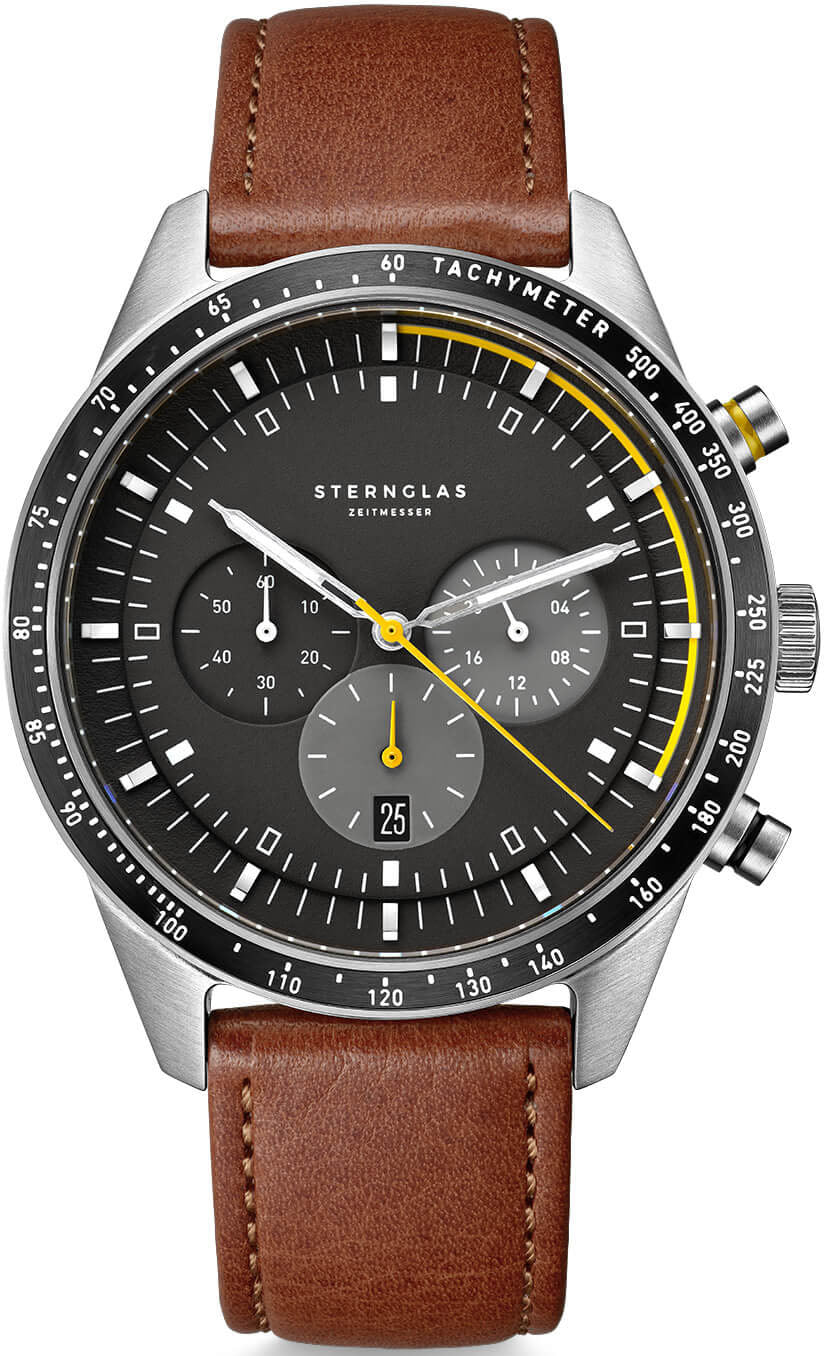 Sternglas Watch Tachymeter Quartz Leather - Black
